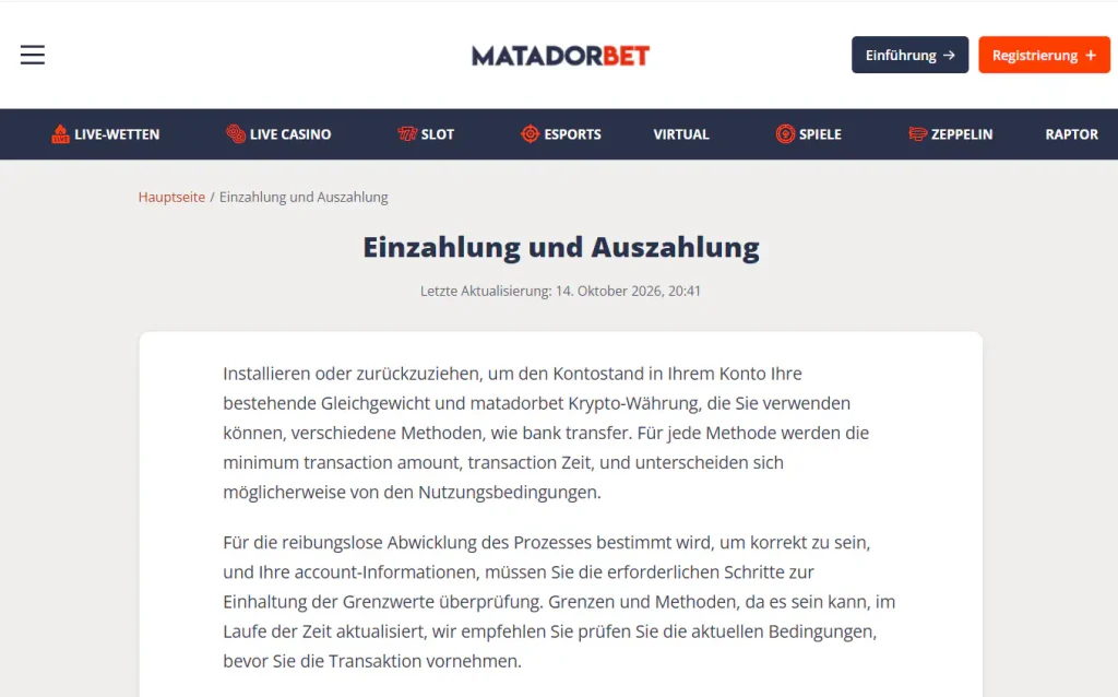 Hinweise zu Banküberweisungen und Auszahlungen auf der türkischsprachigen Anbieterwebsite