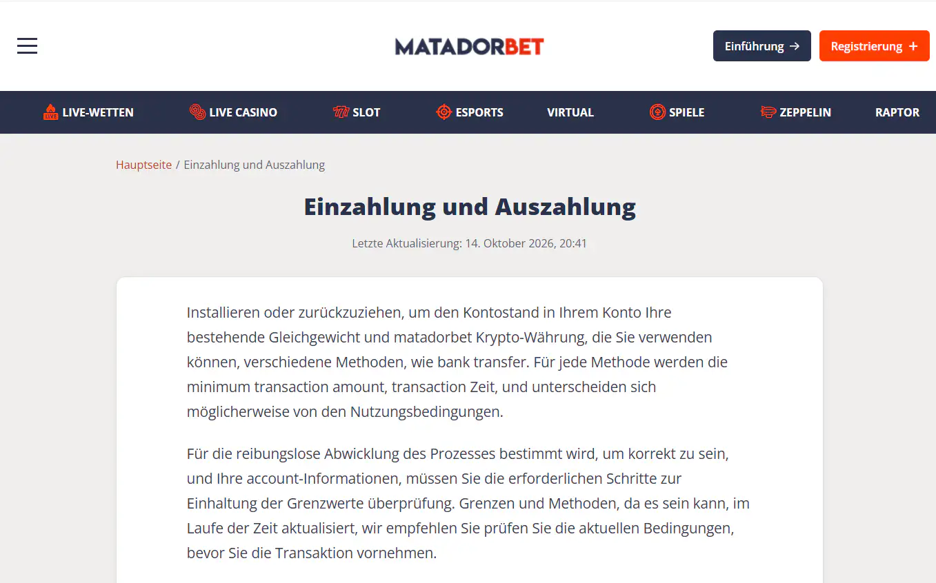 Hinweise zu Banküberweisungen und Auszahlungen auf der türkischsprachigen Anbieterwebsite